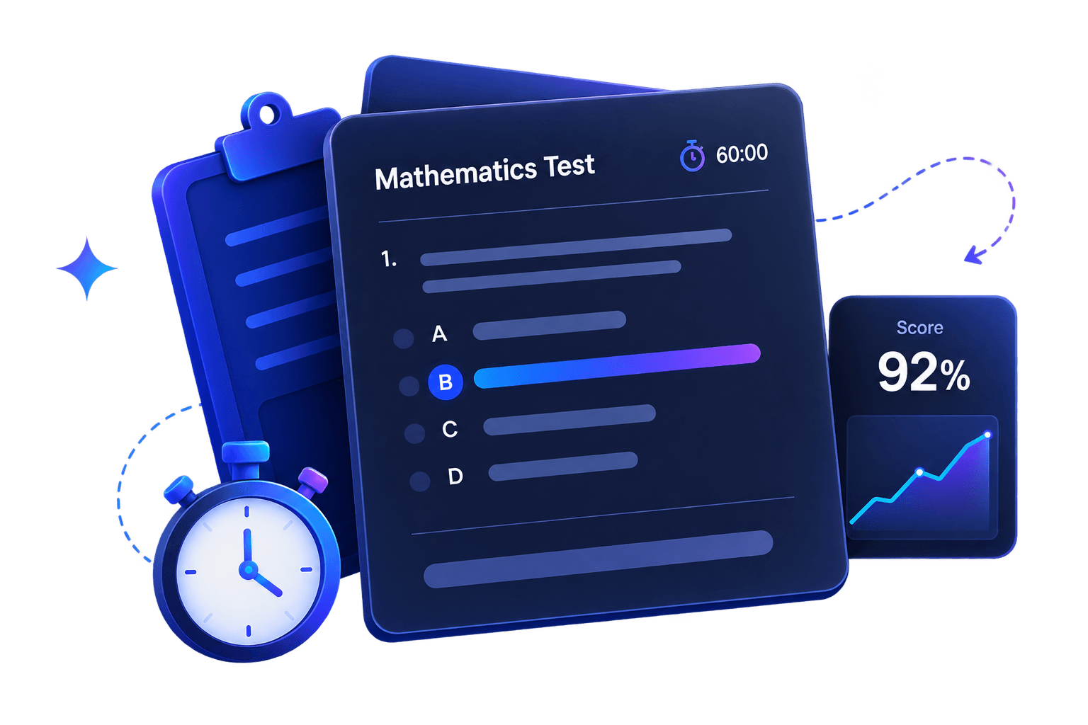 Mathematics test interface with score analytics